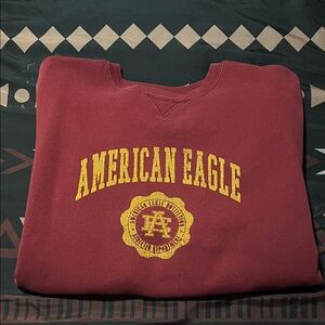 American Eagle Outfitters Men's Burgundy Crewneck Sweater
